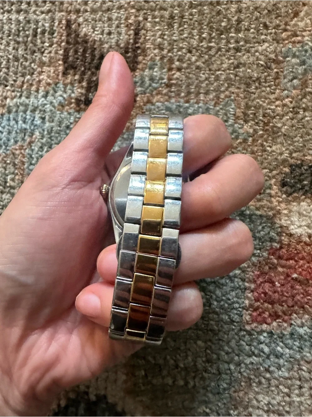 kate spade Two-Tone Gold & Silver Link Bracelet Watch with White Dial
